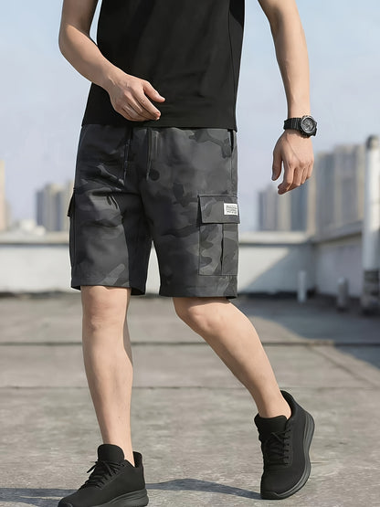 3pcs Men's Cargo Shorts, Casual Athletic Shorts - Multi-Pocket Ripstop, (Includes Wristband) Adjustable Waist (Black, Gray, Khaki) - Outdoor & Travel
