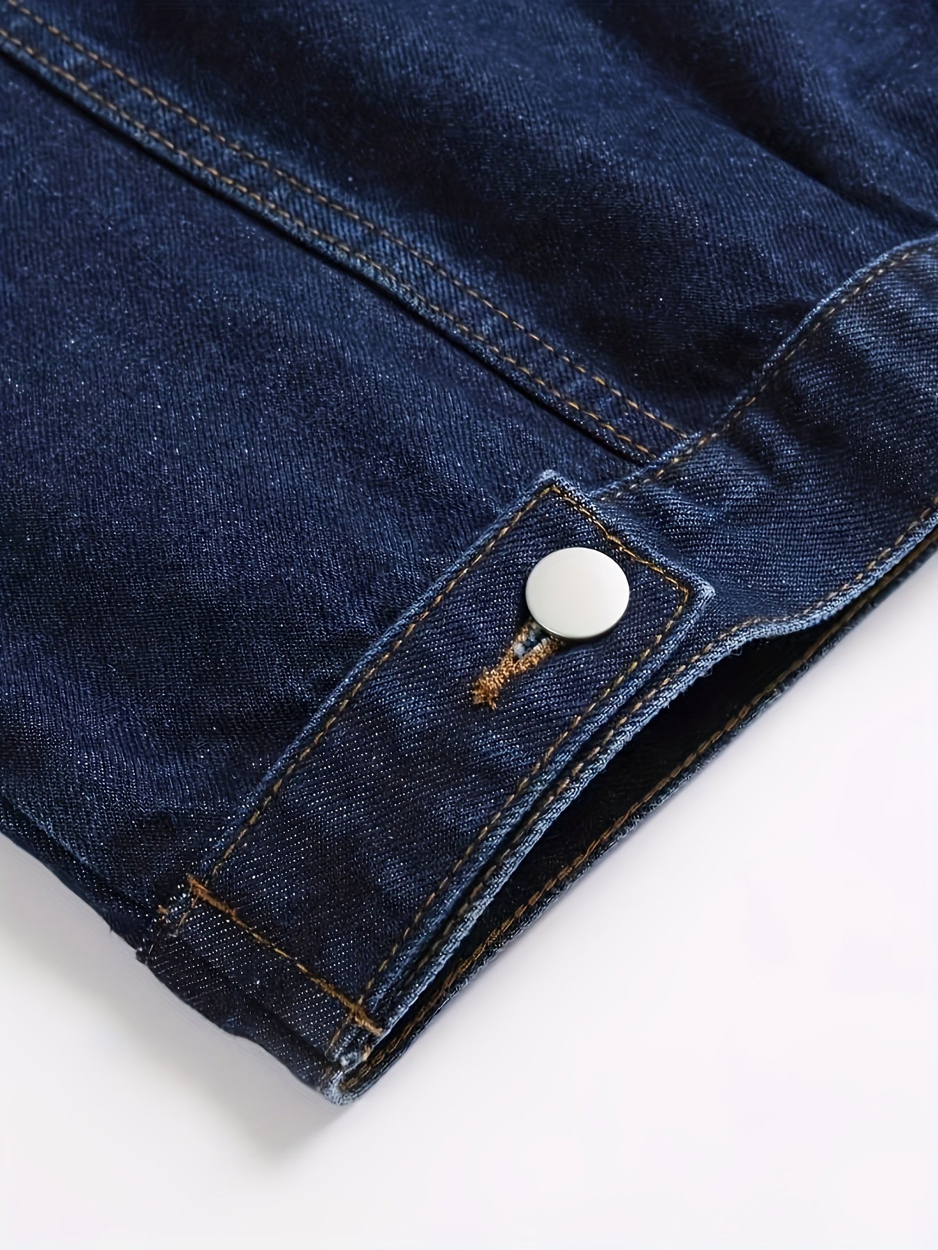 1pc Men'S Casual Denim Jacket, 80% 20%, Solid Color, Lapel Collar, Non-Stretch Woven Fabric, Regular Fit with Pockets