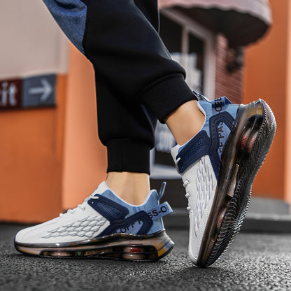Men Fish Scale Woven Shoe Upper Casual Running Shoes Men Outdoor Breathable Sneakers Plus Size