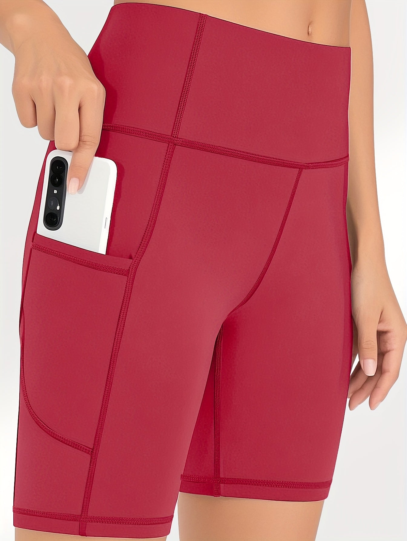5pcs Set Of Large Sports Shorts For Women, Fashionable Casual Shorts, High Waist High Stretch Yoga Shorts, 5-inch Shorts With Phone Pocket