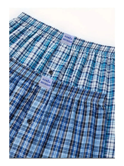 konga Men's 6-pack mixed color plaid print cotton boxer briefs