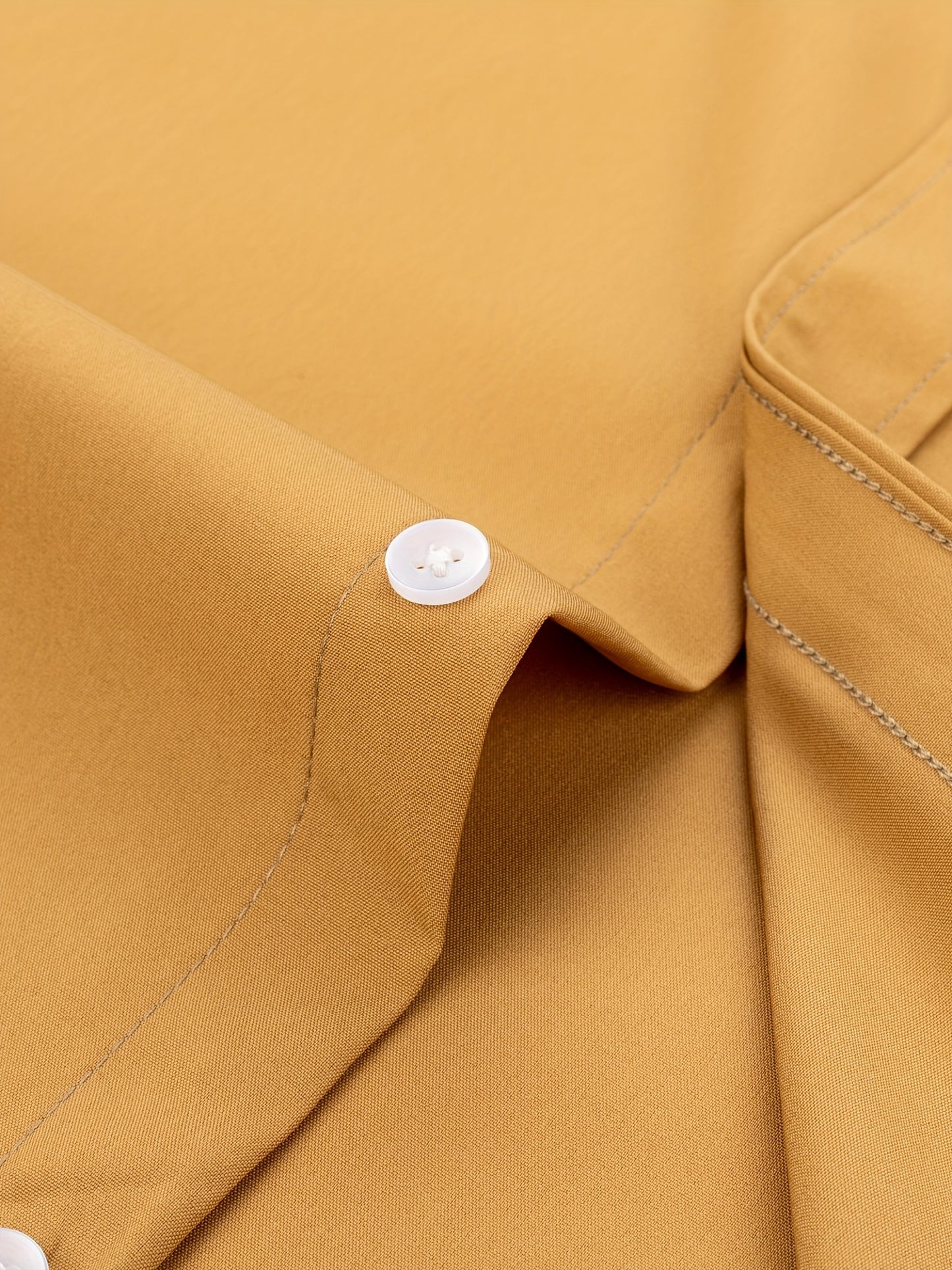 2pcs Men's Long Sleeve Dress Shirts - Elegant White, Stretchy Fabric, Business Casual, Unwrinkled, Single-Breasted with Lapel Collar, All-Season Wear, Casual Attire|Elegant Lapel Shirt|Stretchy Fabric