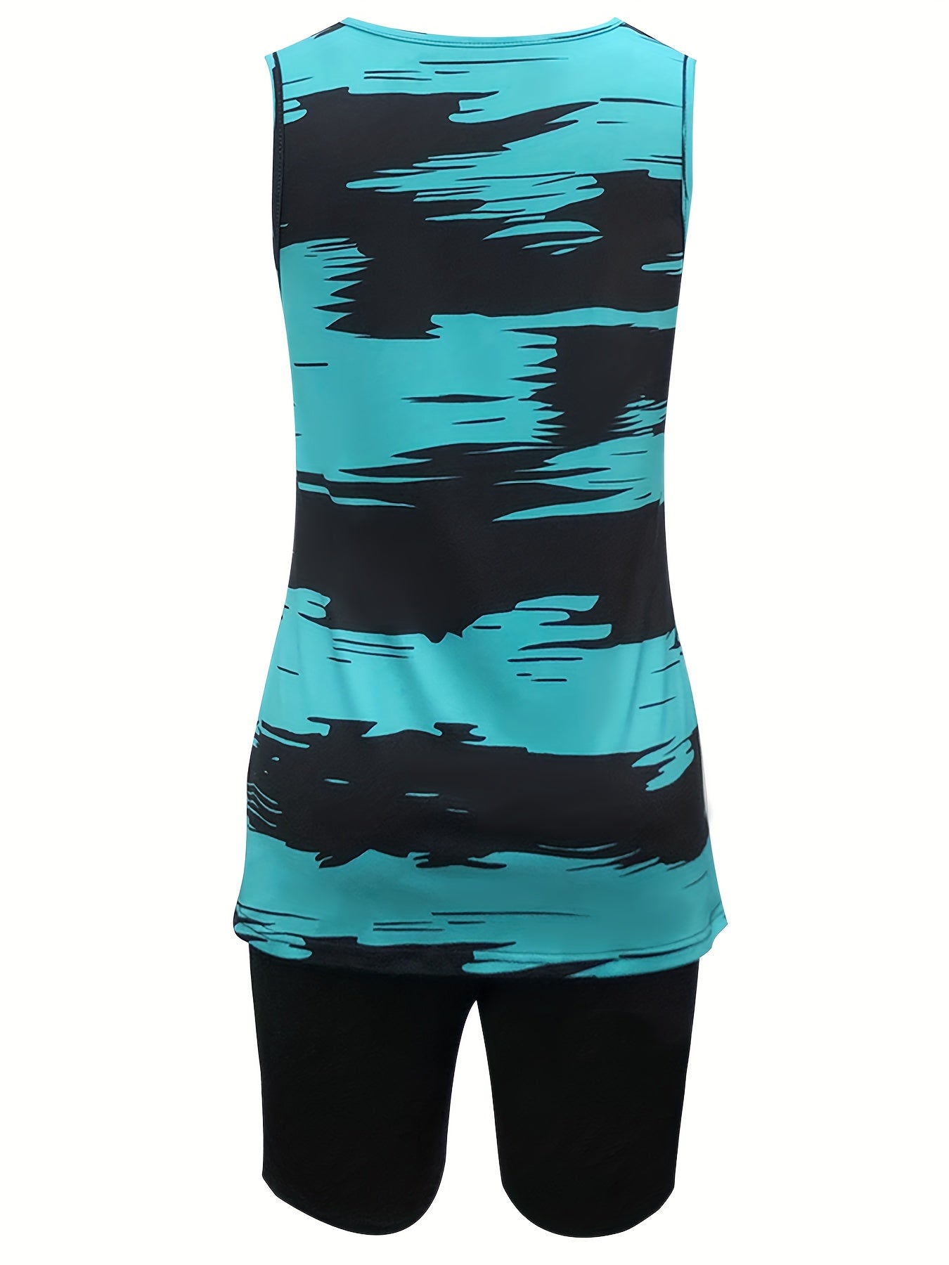 Set of a Sleeveless Tank Top with a V-Neck for Women And Fitted Shorts in a Solid Color