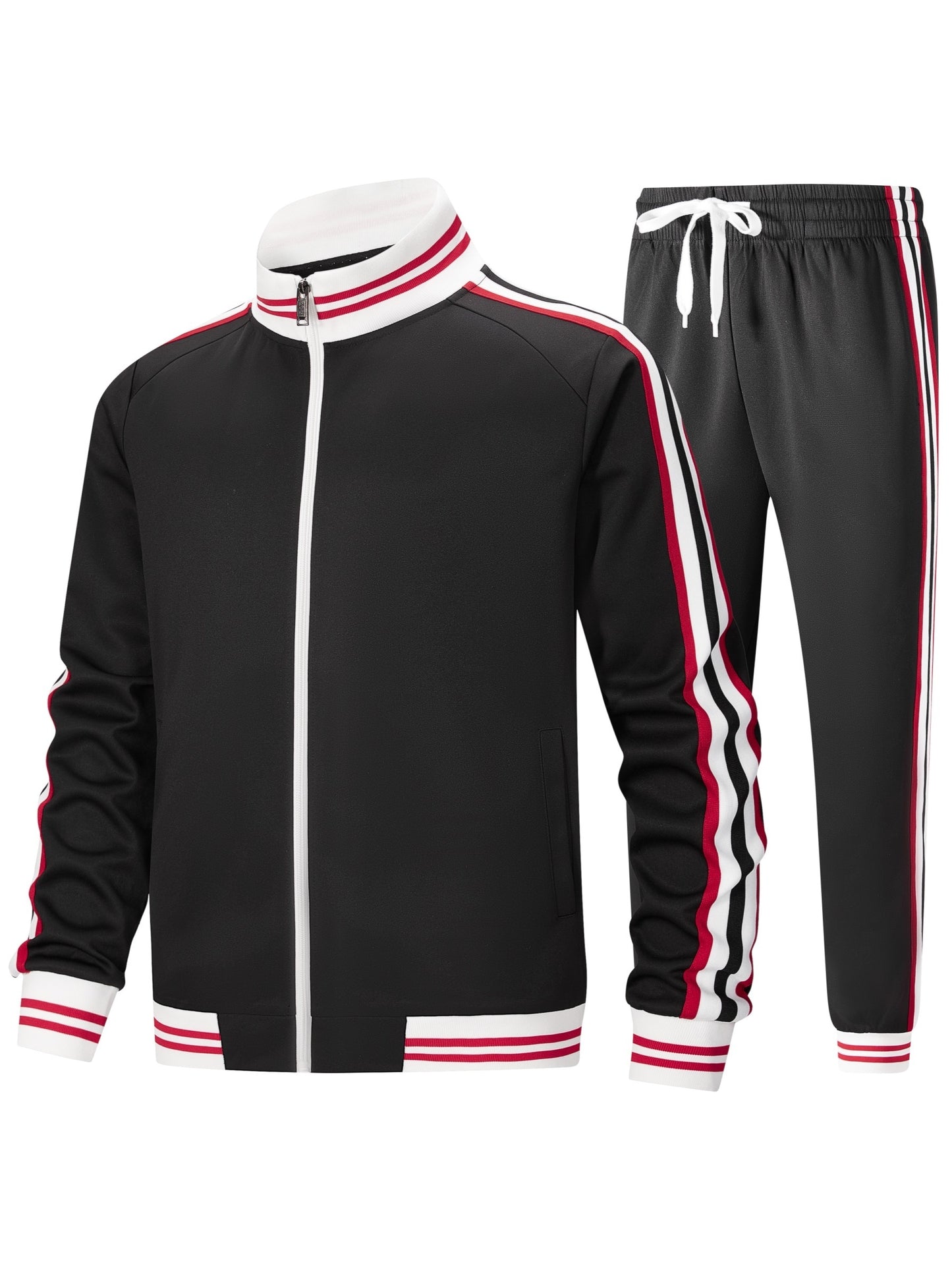 Men Track Suits Sets Long Sleeve Full-zip Sweatsuit Active Jackets And Pants 2pcs Outfits