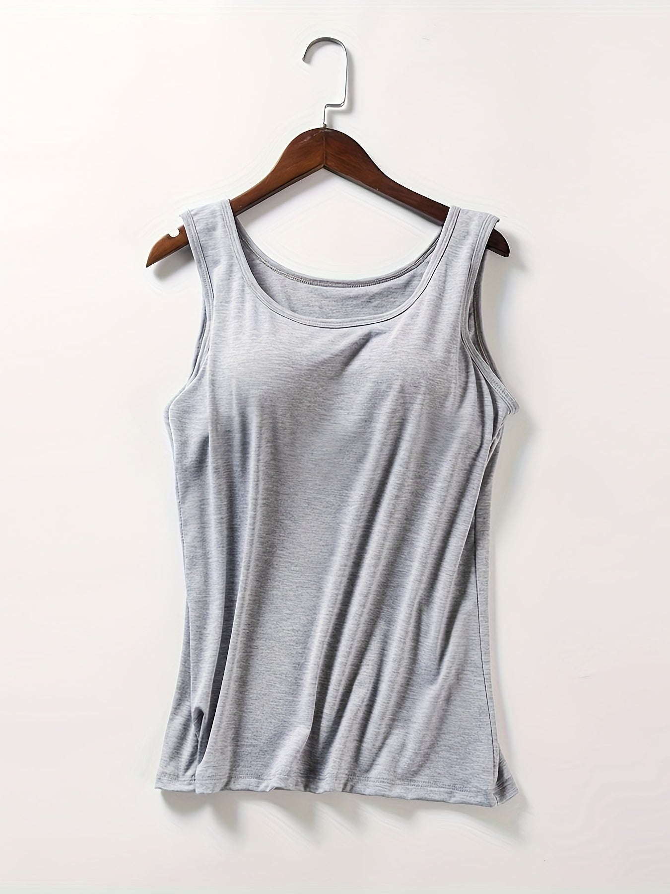 3pcs Pack Women's Camisoles with Built-In Bra - Wire-Free Padded, Breathable Elastic Tank Shirts Suitable for Yoga, Layering Undershirts, Non-Removable Chest Pads, Basic Plain Lingerie for Casual Attire & Underwear