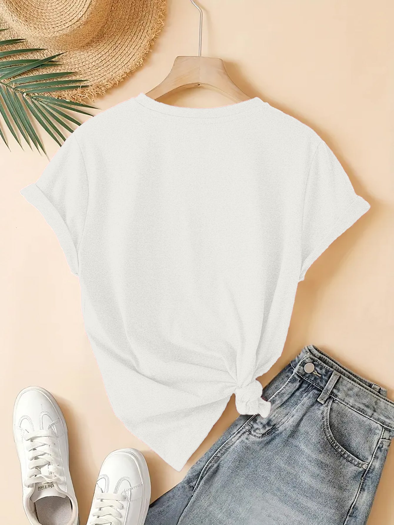 Women's Spring Summer Cross Print Short Sleeve T-Shirt, Casual Comfortable S Tee