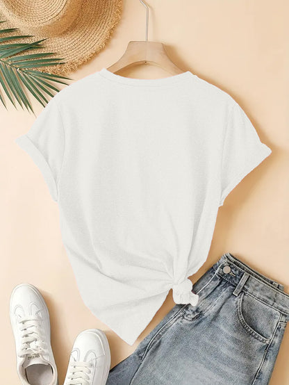 Women's Spring Summer Cross Print Short Sleeve T-Shirt, Casual Comfortable S Tee