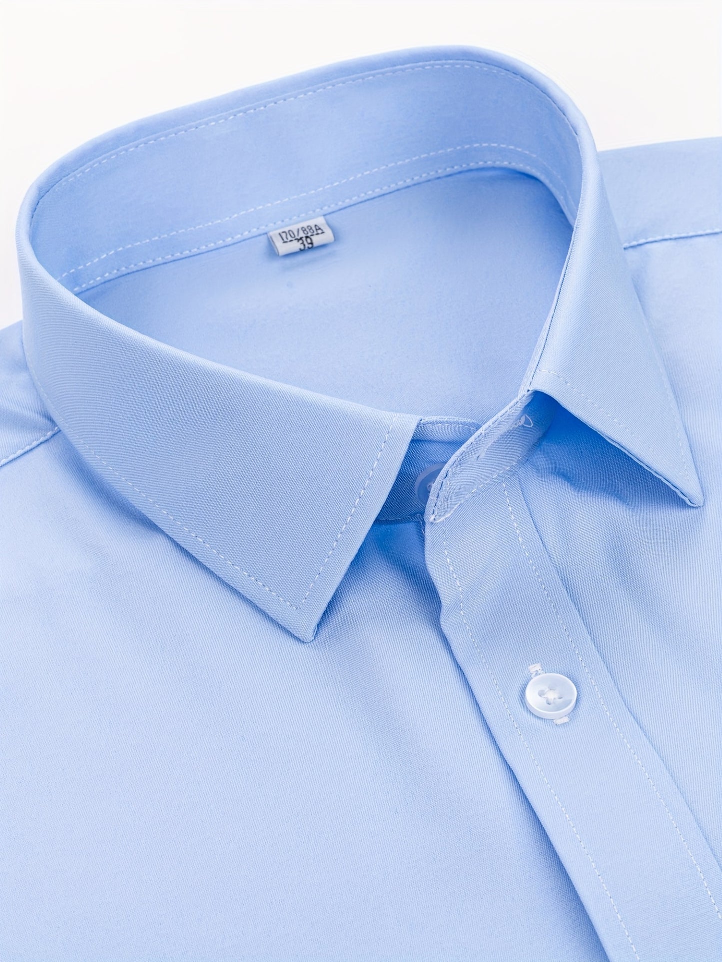 2pcs Men's Long Sleeve Dress Shirts - Elegant White, Stretchy Fabric, Business Casual, Unwrinkled, Single-Breasted with Lapel Collar, All-Season Wear, Casual Attire|Elegant Lapel Shirt|Stretchy Fabric