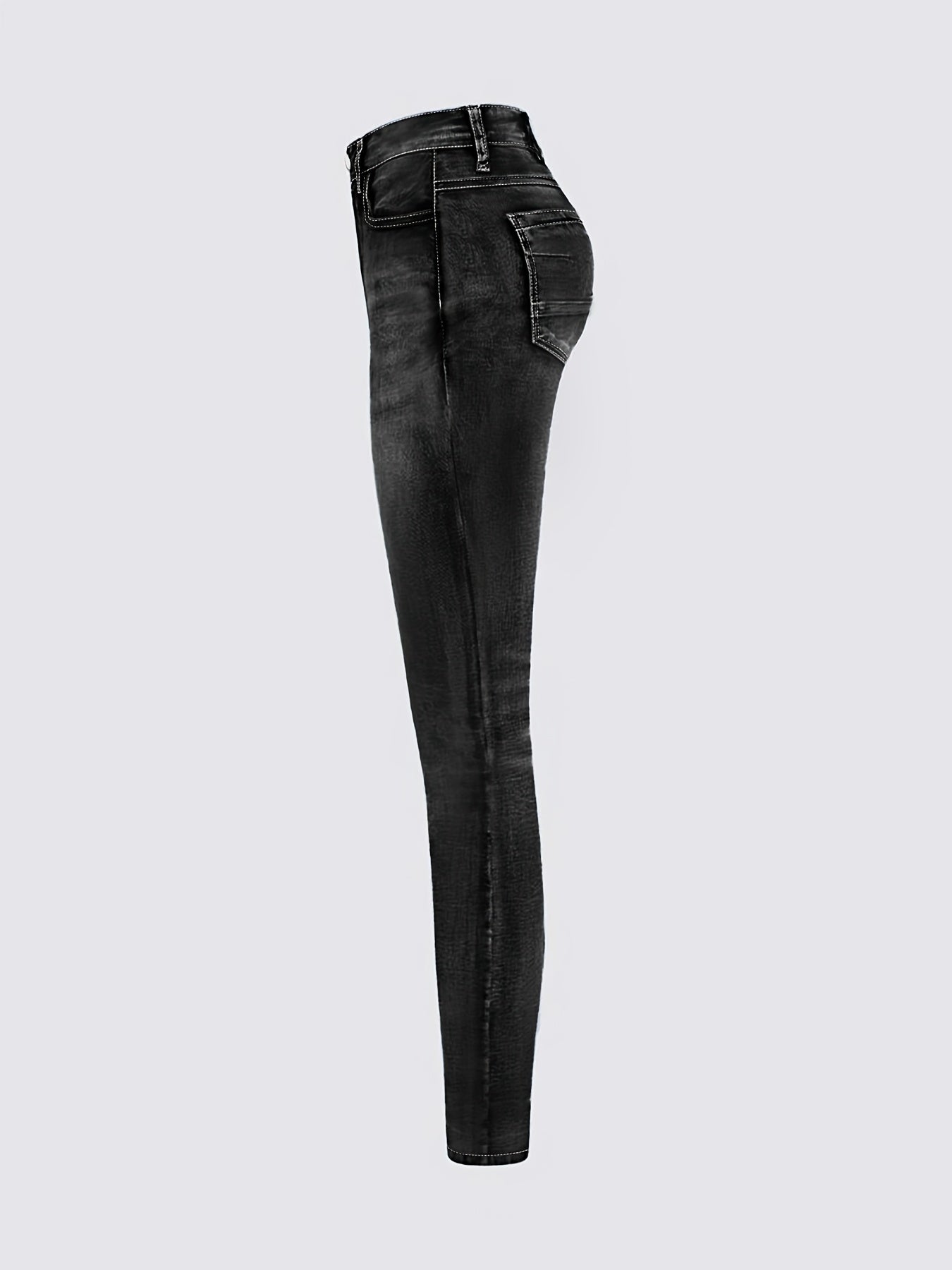 Women's Bright Steel Blue Denim High-Waist Slim-Fit Jeans - product view 26