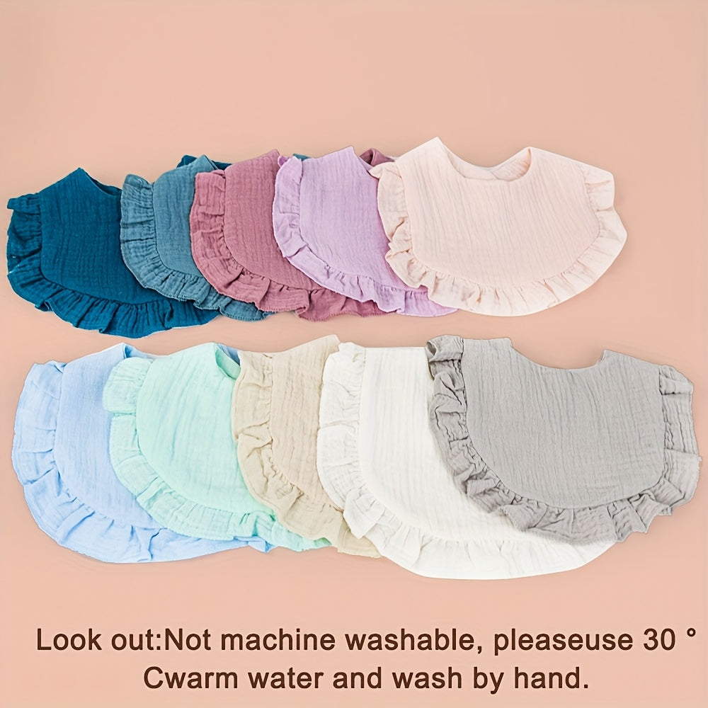 10 PACK Solid Muslin Drool Bibs Set for Unisex Boys Girls Adjustable Teething Feeding Drooling Bibs