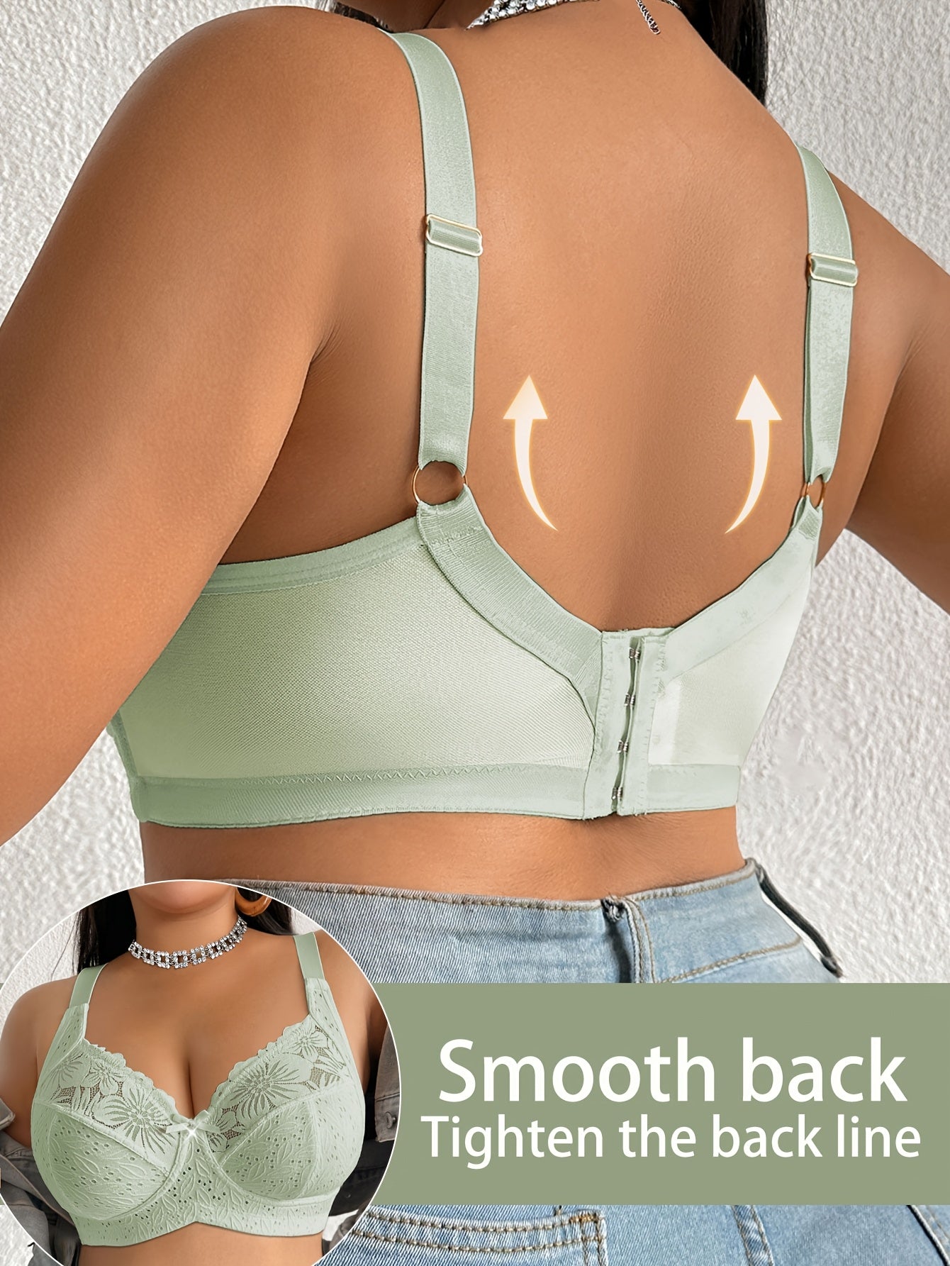 [Plus-Size Comfortable Bra] Lace-Spliced Plus-Size Women's Bra, No Underwire, Casual And Comfortable, with a Beautiful Back Design, Thin And Suitable for