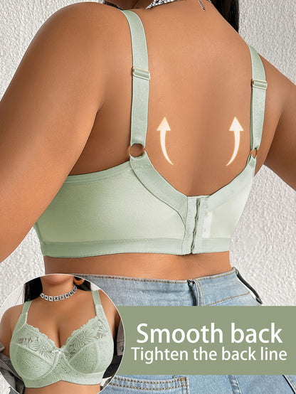 [Plus-Size Comfortable Bra] Lace-Spliced Plus-Size Women's Bra, No Underwire, Casual And Comfortable, with a Beautiful Back Design, Thin And Suitable for