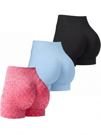 3PCS - Black Rice Leopard Print Pink