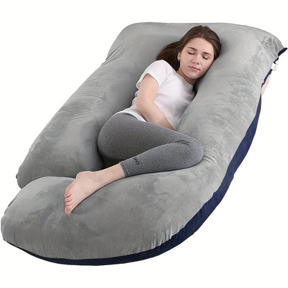 J-Shaped Pregnancy Pillow - Full-Body Support with Removable Cover