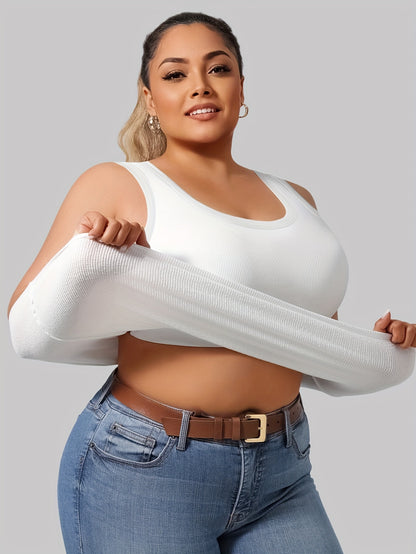 Plus Size - Directional Development Vest Big U Beauty Back 2-In-1 Comes with Coasters Pit Ribbed Base Vest to Wear Outside