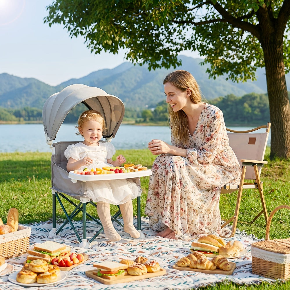 Portable Baby Booster Seat - Detachable Feeding Tray