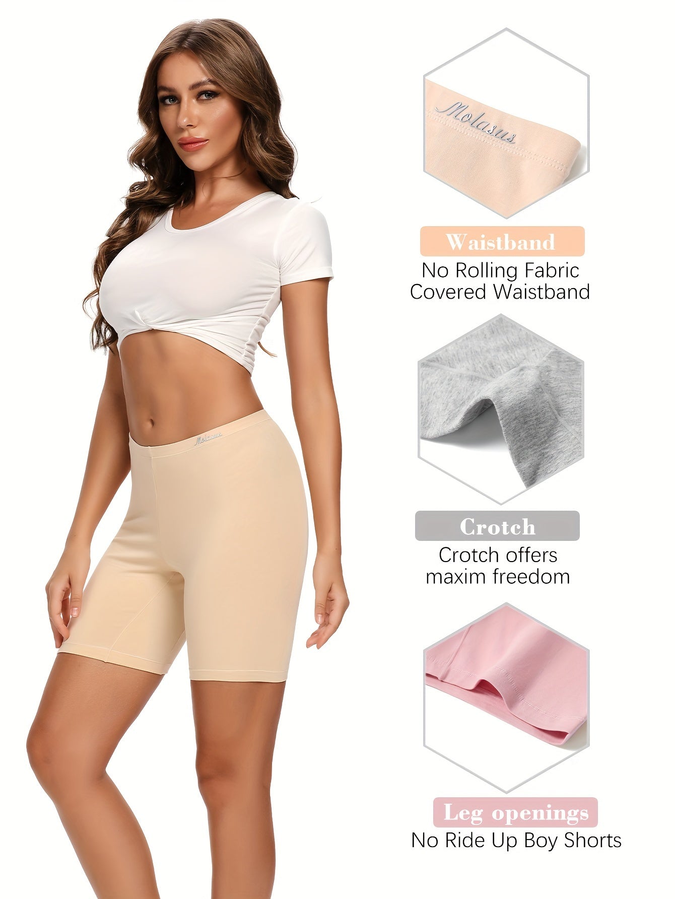 Molasus Womens Cotton Boxer Shorts Underwear Anti Chafing Bike Shorts Pack of 4