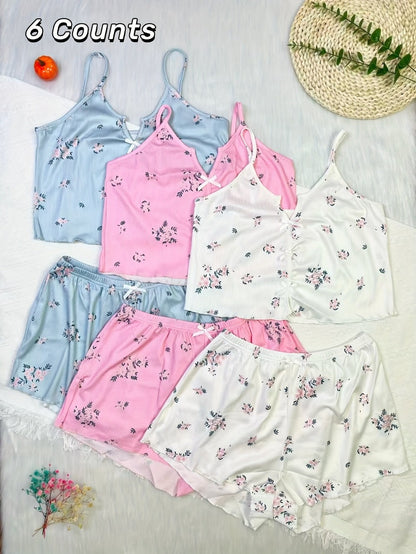 Women's Pajama Shorts Set - Printed 6 Style 166181