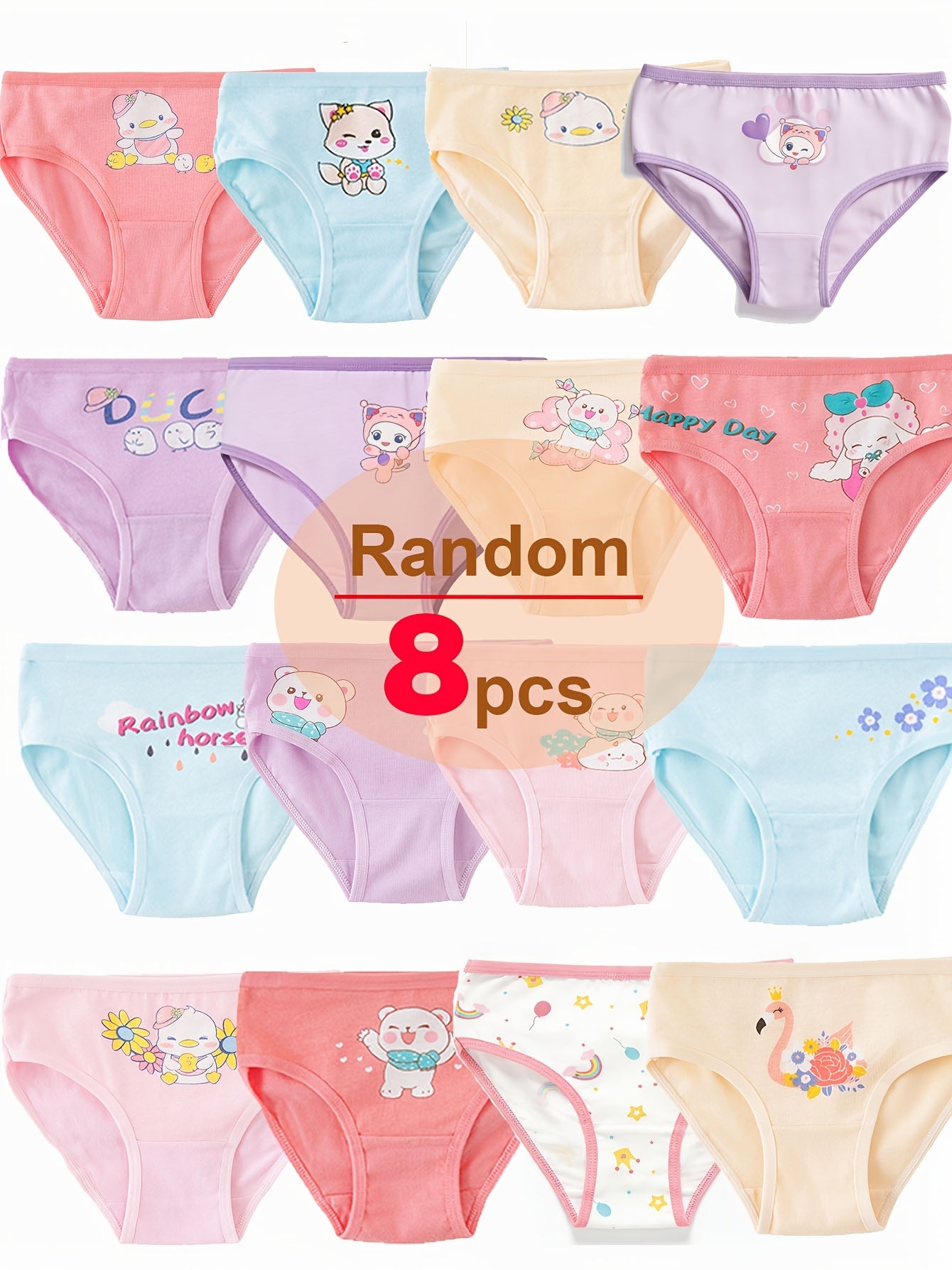 Girls' 8pcs Cotton Floral Underwear - product view 5