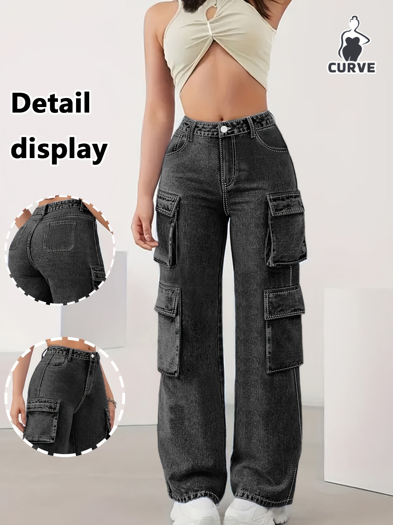 Increase The Size Of Plain Flip Pocket Book Bag Tooling Jeans Loose Version Of High Elastic Zipper Button Opening And Closing Four Seasons Can Wear Comfortable Plus Size Jeans.