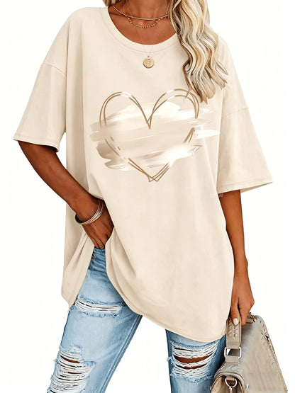 Plus Size, Plus Size Comfortable Short Sleeve Round Neck Top