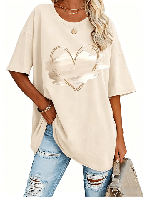 Plus Size, Plus Size Comfortable Short Sleeve Round Neck Top