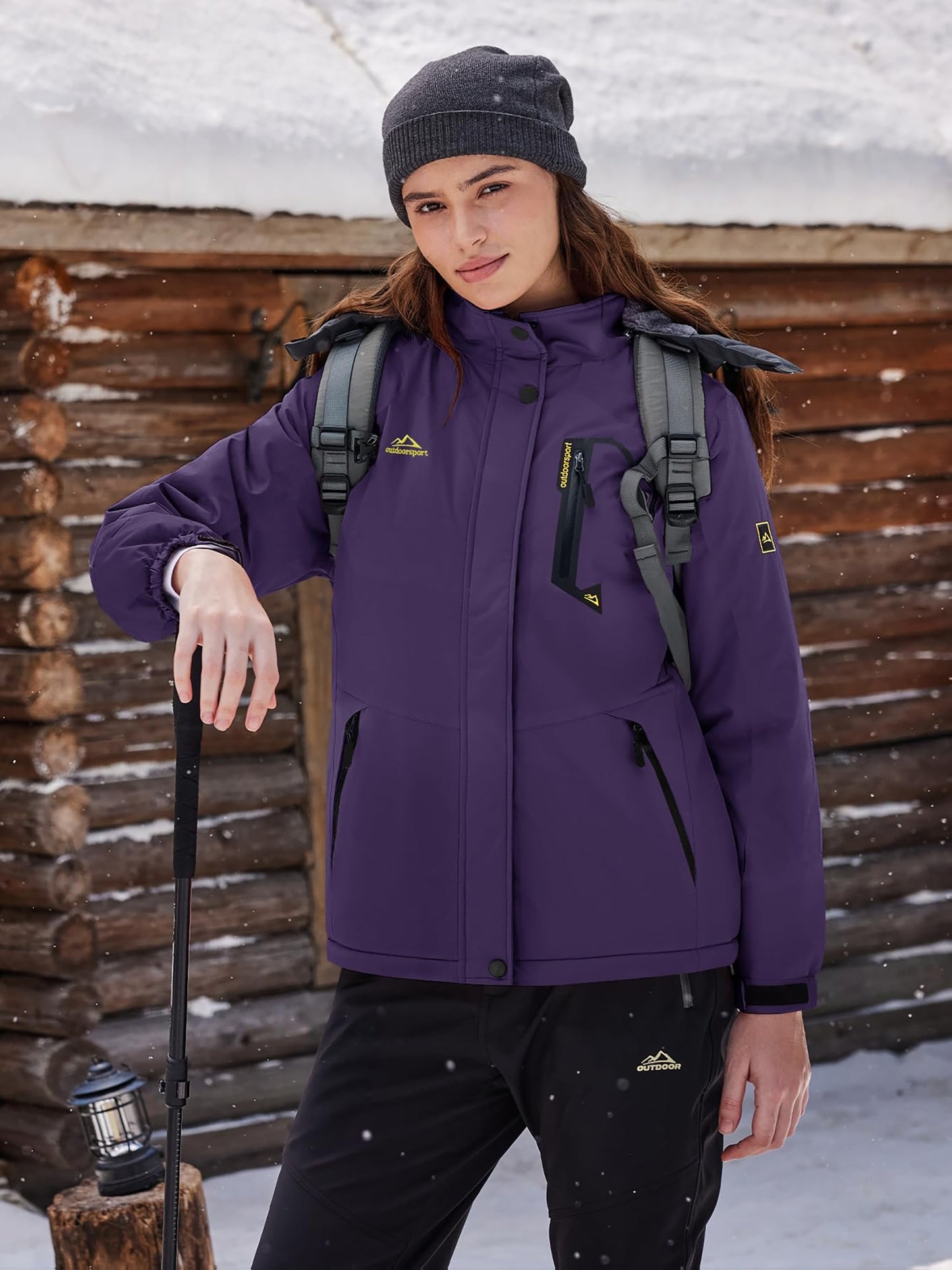 Women's Winter Ski Jacket - High Quality Soft-shell Hooded Jacket Windproof Detachable Hood Multi-pockets Warm Thickened Fleece Lined - Winter Outdoor Snow Sports Skiing Snowboarding Hiking Camping Daily Casual Wear Work Wear Rain Windbreaker