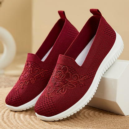 Women'S Breathable Hollow Flat Shoes, Shallow Mouth Flower Solid Color Mesh Shoes, Fashionable Lazy Shoes