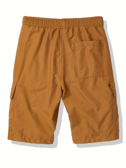 Men's Black + Gray + Brick Red Polyester Cargo Shorts - product view 4