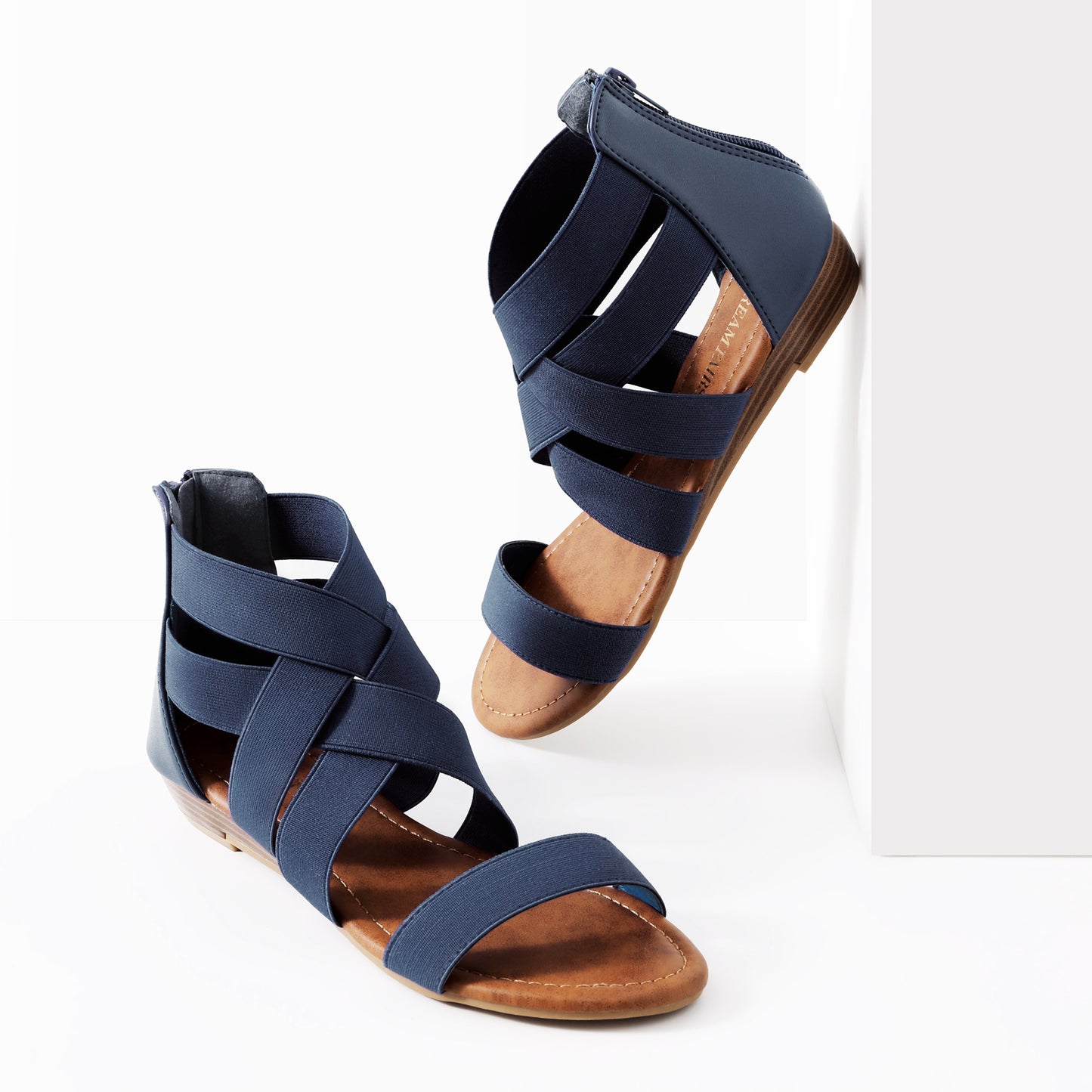 Womens Sandals, Simple Design, Women's Elastic Ankle Strap Low Wedges Sandals, Easy Slip-On, Suitable for Summer Vacation, Dating, Parties, Walking, Comfotrable