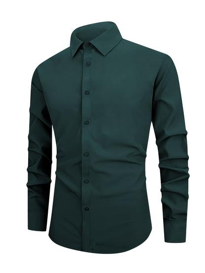 2pcs Set Of Men'S Plus-size Long-sleeve Shirts, 2XL To 6XL Size Shirts For Chubby Men, Versatile Plus-size Shirts For Daily Commuting, Summer Cool Shirts, Easy-care Wrinkle-resistant Plus-size Business Shirts, Gifts For Family