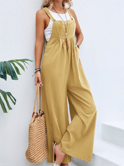 Scacto 2025 Summer Comfortable Women's Casual Loose Clothing Jumpsuit Y2k Fashion Overalls Square Collar Sleeveless