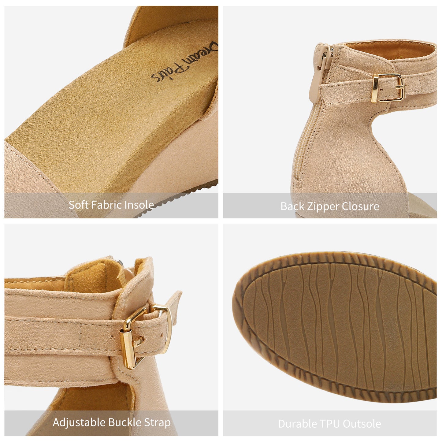 Women's Summer Shoes, Women's Platform Wedge Sandals, Open Toe Buckle Ankle Strap Sandals Stylish & Versatile, Durable & Long-lasting, Versatile and Stylish for weddings, shopping, dating, Office, with wrap dresses, jeans, skirts, shorts, jumpsuits