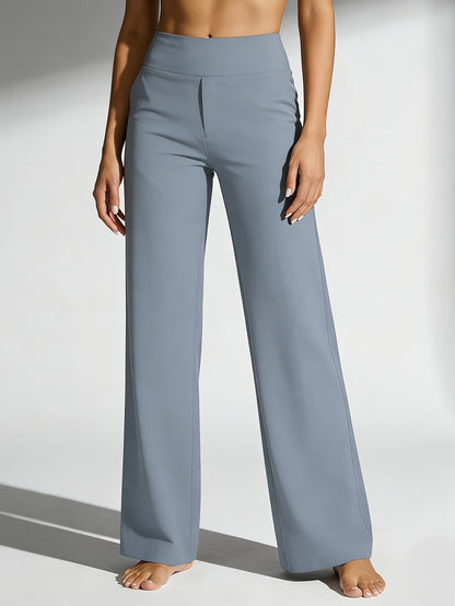 1pc Summer High-waisted Casual Pants, with Pockets And Stretch for Ladies, Straight-leg Pants for Women, Fashionable Yoga Sportswear for Ladies, Yoga Pants for Women