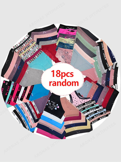 18 Pairs of Women's Lace Thong Panties for Spring and Summer, Randomly Assorted