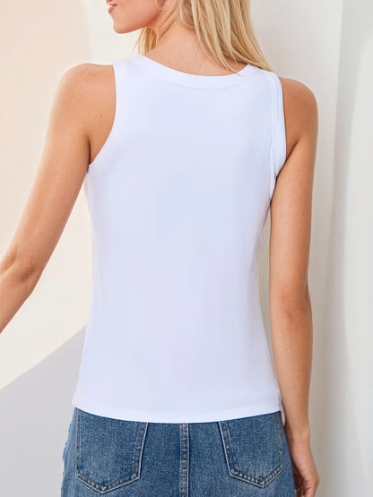 5pcs Women's Sleeveless Tank Tops with Built-In Bra Pads - Stretchy Viscose-Spandex Blend, Seamless Non-Removable Pads, Solid Colors Suitable for Home & Casual Wear, All-Season Layering Essentials, Opaque Blouses for Females