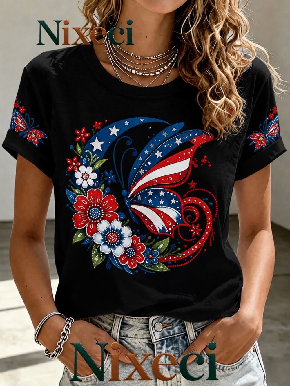 Men's Patriotic T-Shirt - Crew Neck Short Sleeve Travel Style