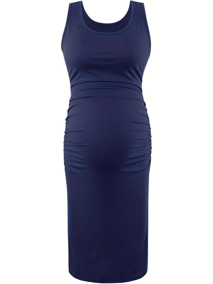 Women's Maternity Dresses for Daily Baby Shower Photography Short Sleeve Sleeveless Tank Dresses Side Ruching