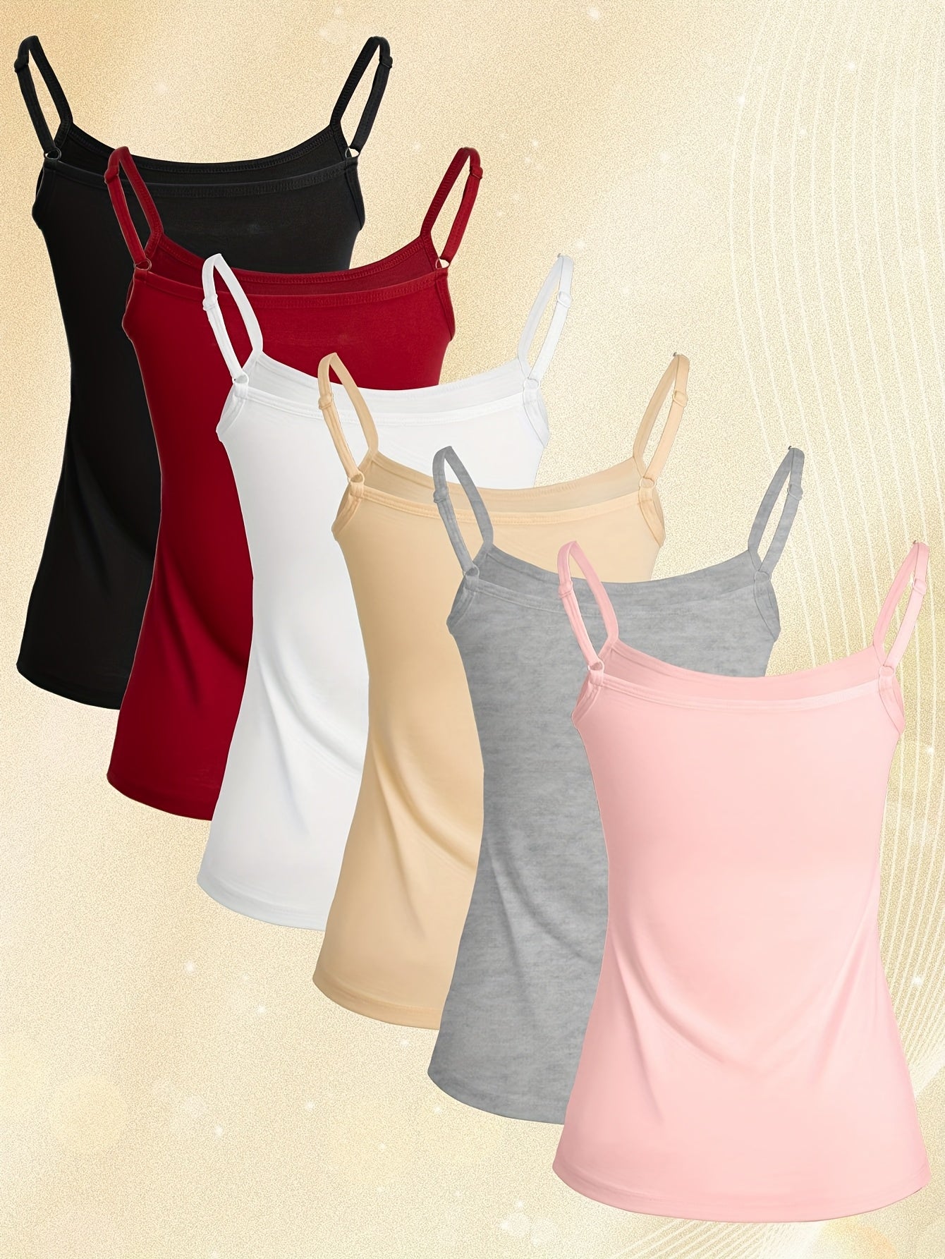 6pcs Women'S Summer Thin Top With Bottom Lining And Beautiful Back