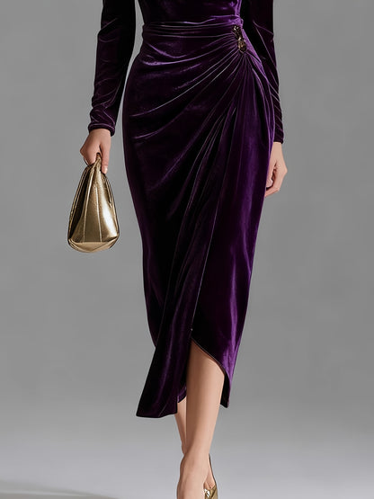 Women's 【Brown】 Polyester Ruffle V-Neck Dress - product view 20