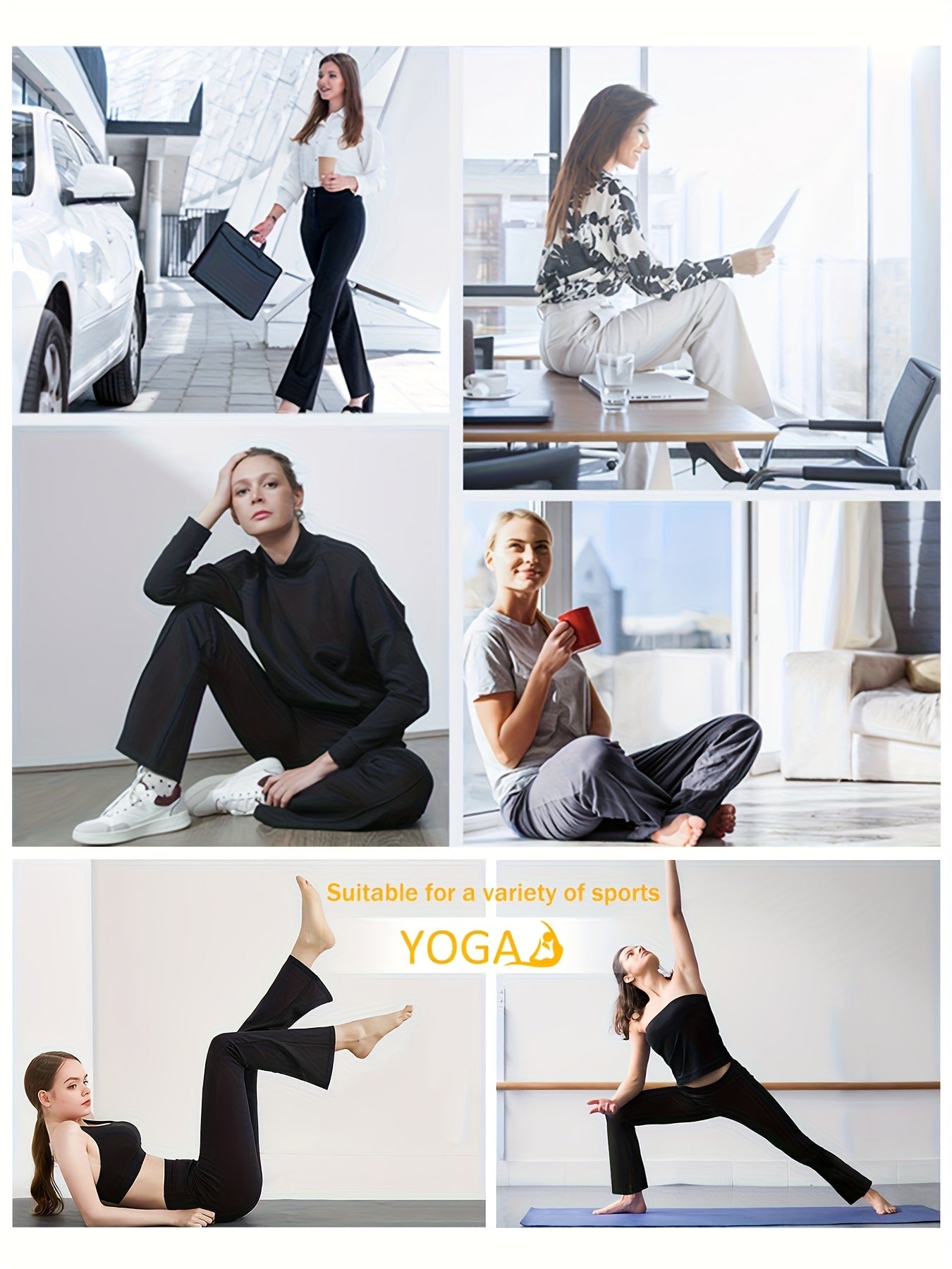 32'' Women's Bootcut Yoga Dress Pants 4 Pockets, Stretch Work Pants, Wrinkle-Free, Lightweight Office Flare Leggings, Wide Leg with Belt Loops, Casual Comfort