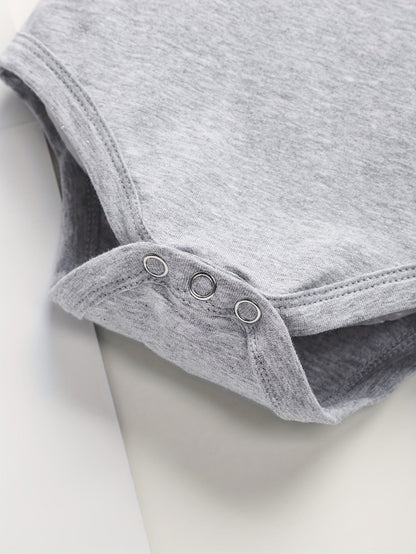 Baby Letter Print Cotton Bodysuit - Soft Crew Neck Onesie