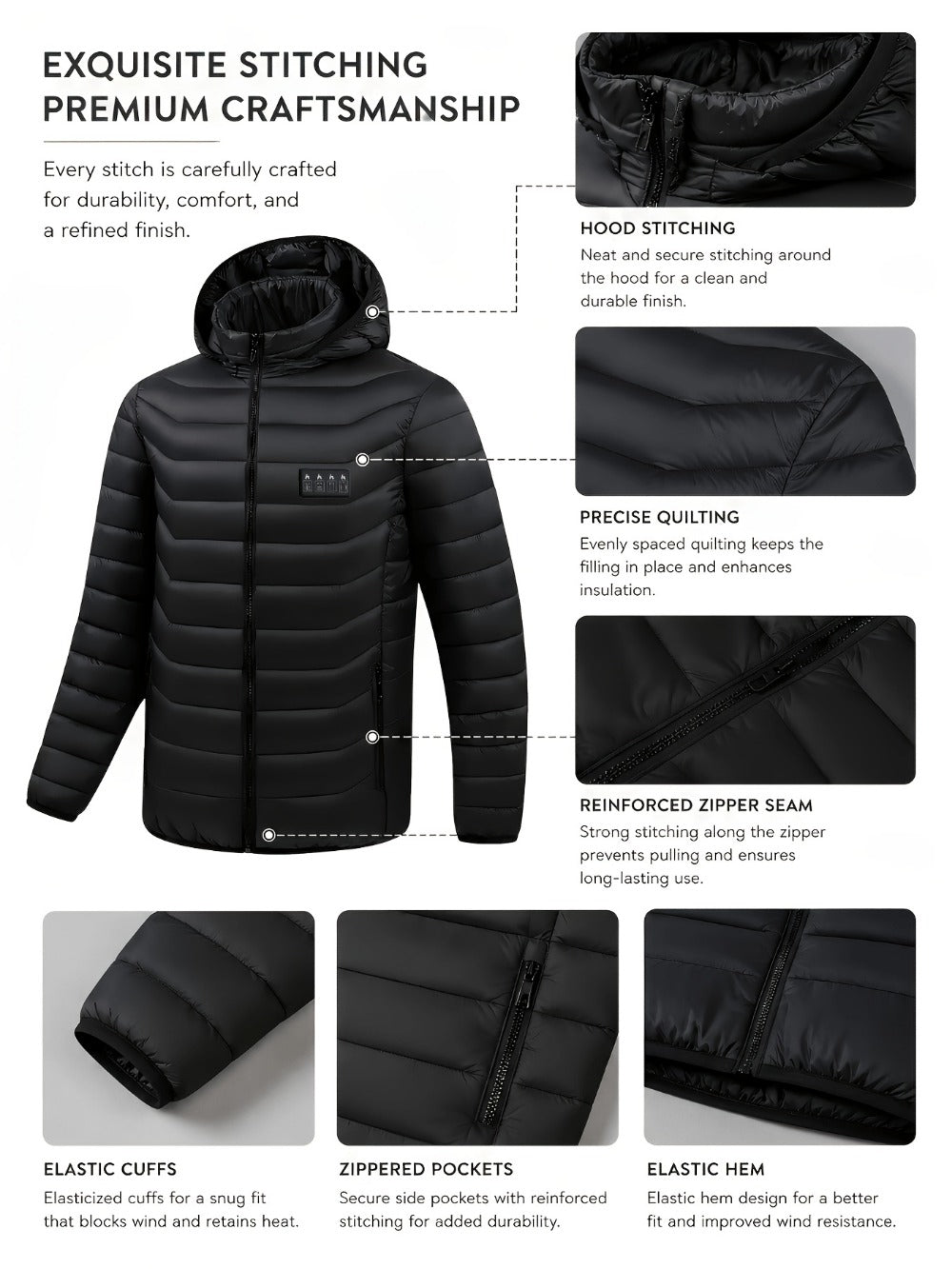 Unisex Heated Pullover Jacket Everyday 861