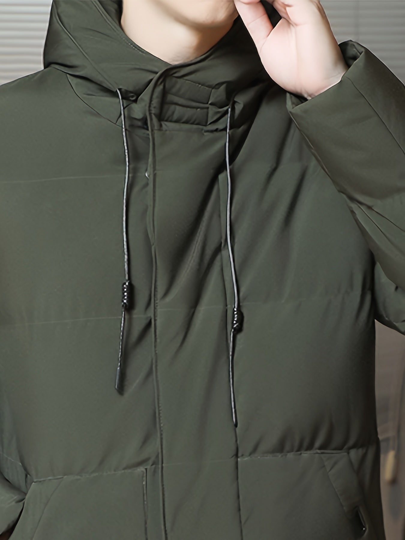 Men's Grey Polyester Long-Sleeve Coat - product view 11