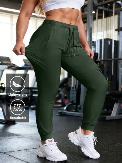 Women'S Lightweight Breathable Casual Joggers, High Stretch Quick-Dry Sports Pants with Drawstring Waist And Side Pockets, Loose-Fit Tapered Leg Trousers for Gym, Running, Daily Wear, All-Season Bottoms