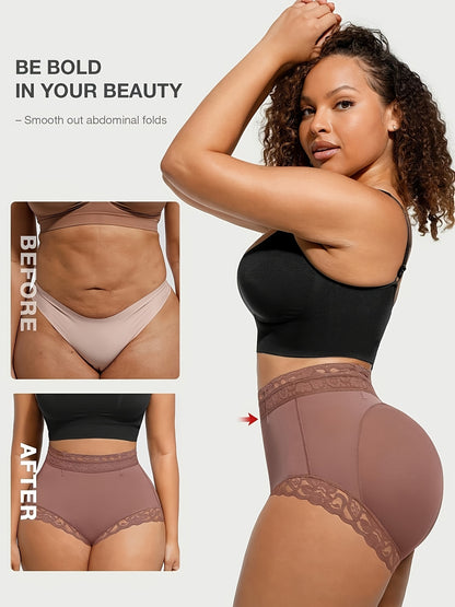 1pc High-waisted Shaping Thong With Seamless Construction, Machine Washable, Non-rolling And Non-slip Cuffs
