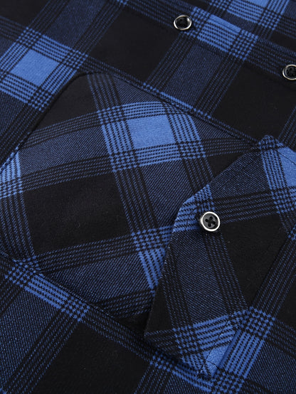 Men's Hooded Plaid Shirt Jacket with Flannel Lining - Thickened Winter Coat, Button Front, Black/White/Gray/Beige Plaid, Euro/American Sizing, Casual Outdoor & Formal Wear (Hand Washable) - Blazer Coat for