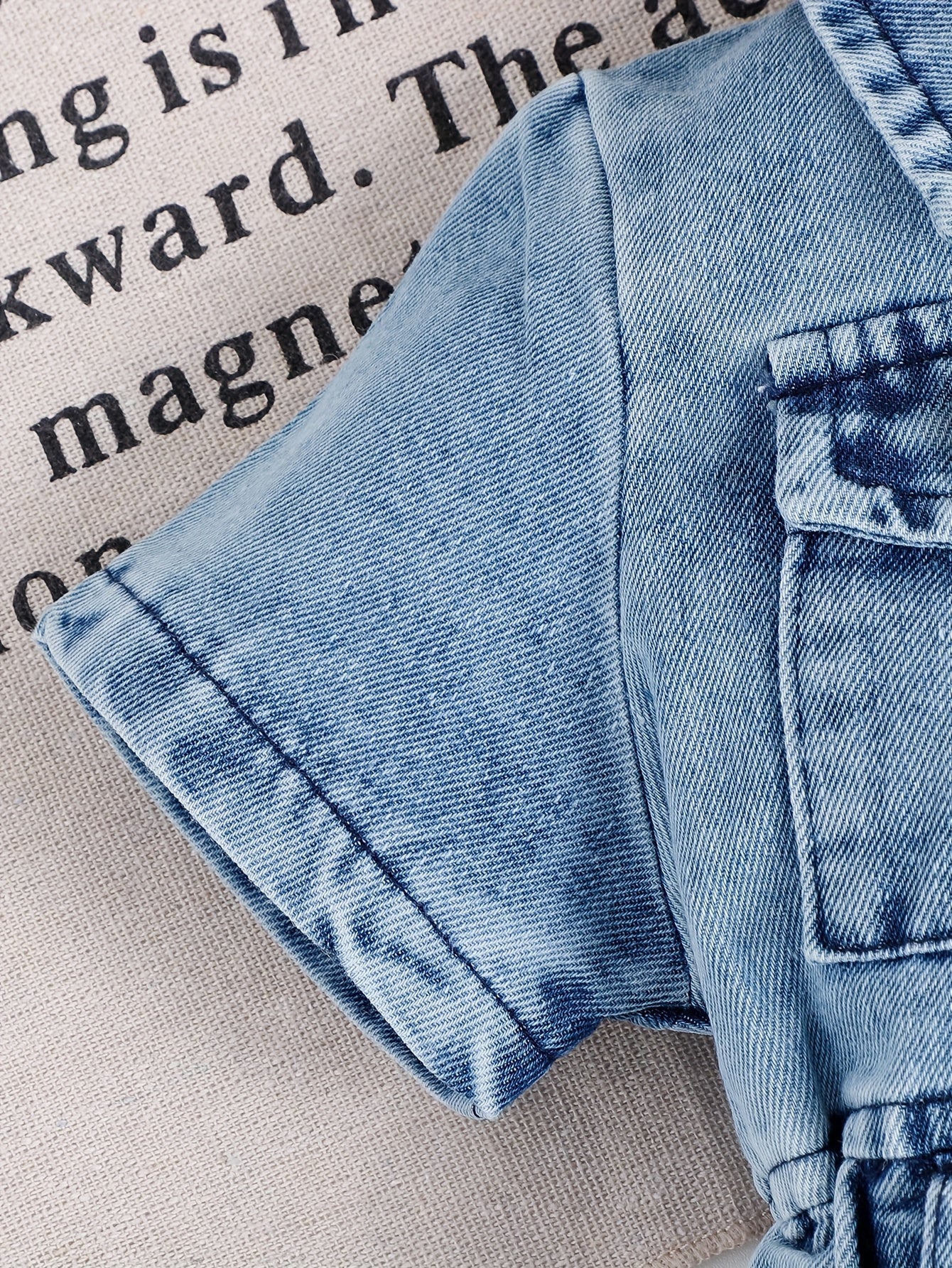 Baby Sky Blue Denim Utility Shorts - product view 15