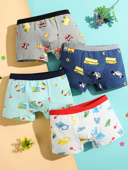 8pcs Boys Cotton Boxer Underwear Soft Comfortable Breathable Cartoon Printed Boys Underwear