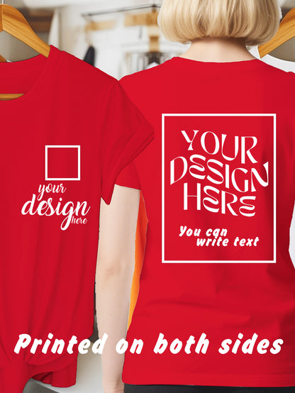Women's Red Printed Short-Sleeve T-Shirt - product view 1
